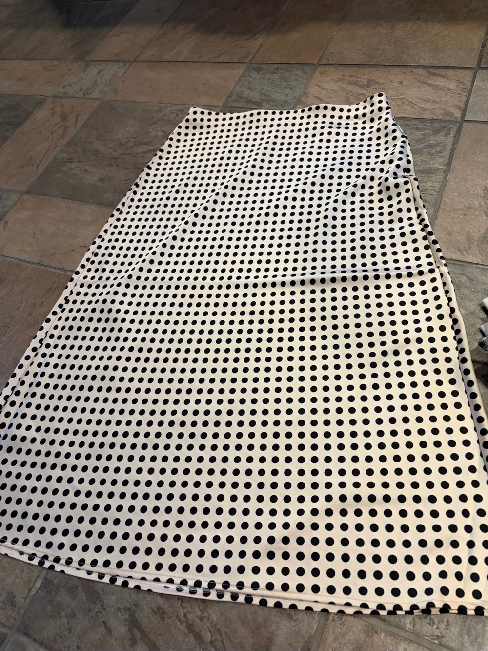 Rachel Zoe White Polka Dot Black Midi Skirt